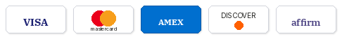 Visa, Mastercard, Amex, Discover, Affirm
